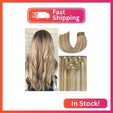Ukira Blonde Hair Extensions Real Human Hair, 15 Inch 75g 7pcs Golden Blonde Hig