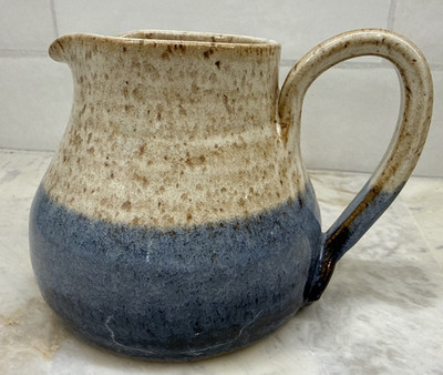 Stoneware 3.25'' CREAMER with Handle HANDMADE Blue Speckled BAIER Pottery