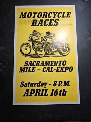 Vintage motorcycle races 1970s Poster 14x22