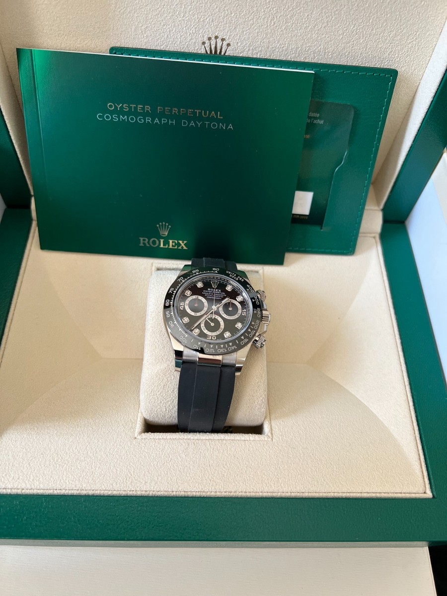 ROLEX 18K White Gold Daytona 116519 Black Diamond Dial 40MM