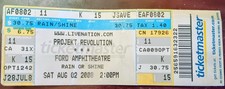2 août 2000 Project Revolution Concert Tckt-used-w/Linkin Park Ford Amph. (Fl)