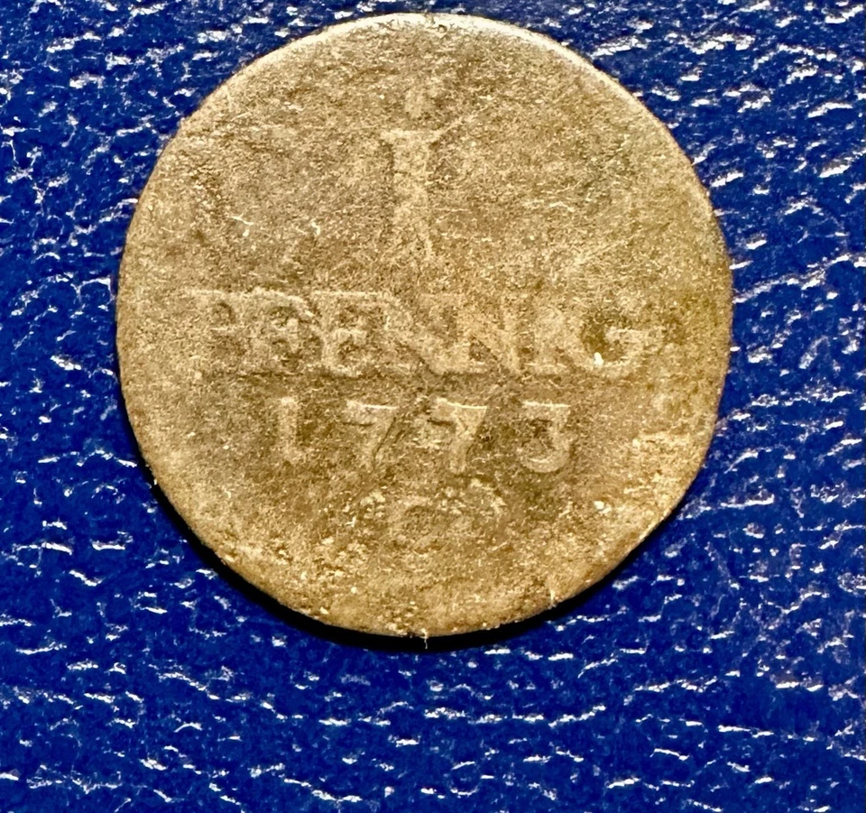 Beautiful/Worn 1773 Germany (Saxony) 1 Pfennig KM 1000 - Image 2 of 2