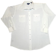 Panhandle Slim Shirt White Western Diamond Stripe Pearl Snap LS Men's 18x36
