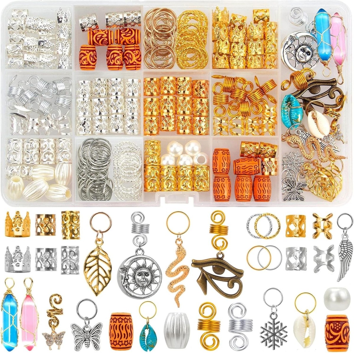 200 Pcs Hair Beads Jewelry, Dreadlock Jewelry for Hair Braids