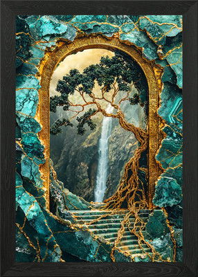 Ancient Gateway of Gold Framed Wall Art Poster Canvas Print Picture