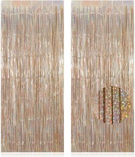 TOTAFAM 2 Pack Fringe Curtains Backdrops, Foil Fringe Curtains, Door Streamer...