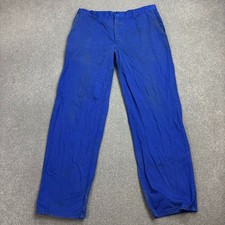 VINTAGE French Trousers Adult 34x30 Blue Work Wear Chore Distressed Utility Mens