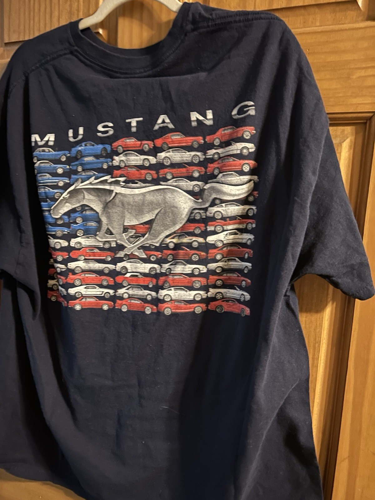 PONY Camicia Ford Mustang Uomo XL Grande Nera Bandiera USA Logo Muscolo Auto Grunge JH Design