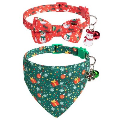 EXPAWLORER Christmas Cat Collar Breakaway with Removable Bowtie and Bandana, ...