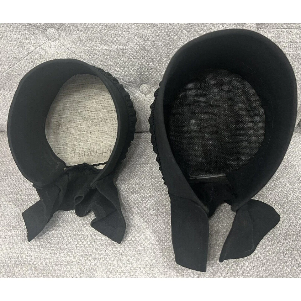 Lote De 2 - SOMBREROS Negros Vintage AMISH Mujer & Niño Lancaster PA Foto 4 de 4