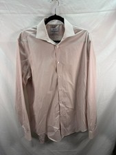 Calvin Klein Mens Shirt 16.5 34/35 Slim Fit Performance Non Iron Lt Pink Check