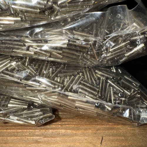 500 Grams 1 Pound 2 Ounces Bugle Beads Platinum Glass 12x2mm Wholesale Lot - Picture 3 of 8