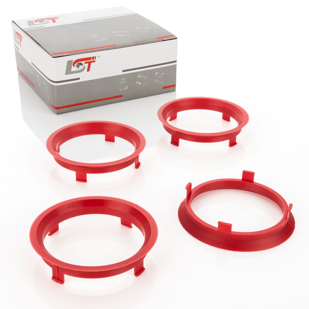 4x centering rings spacers red aluminum wheels Ø 64.1 mm - Ø 70.1 mm for LEXUS