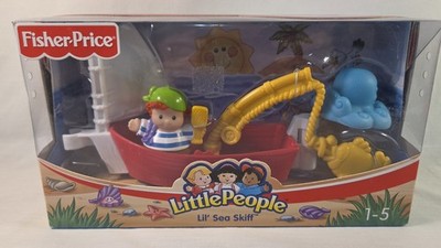 Fisher Price Little People Lil' Sea Skiff Boat Pirate Fishing Pole NEW