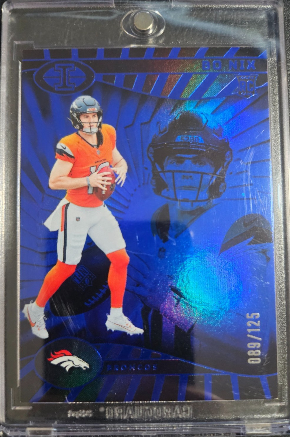 2024 Panini Illusions - Bo Nix #22 Trophy Collection Blue /125 (RC)