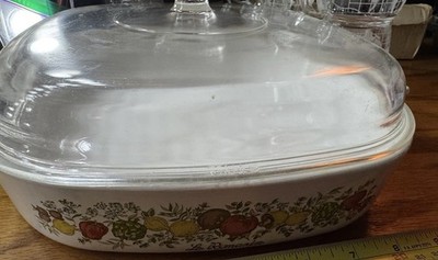 CorningWare Spice of Life 'Le Romarin' Large Roaster 1970s Vintage W/Glass Lid!
