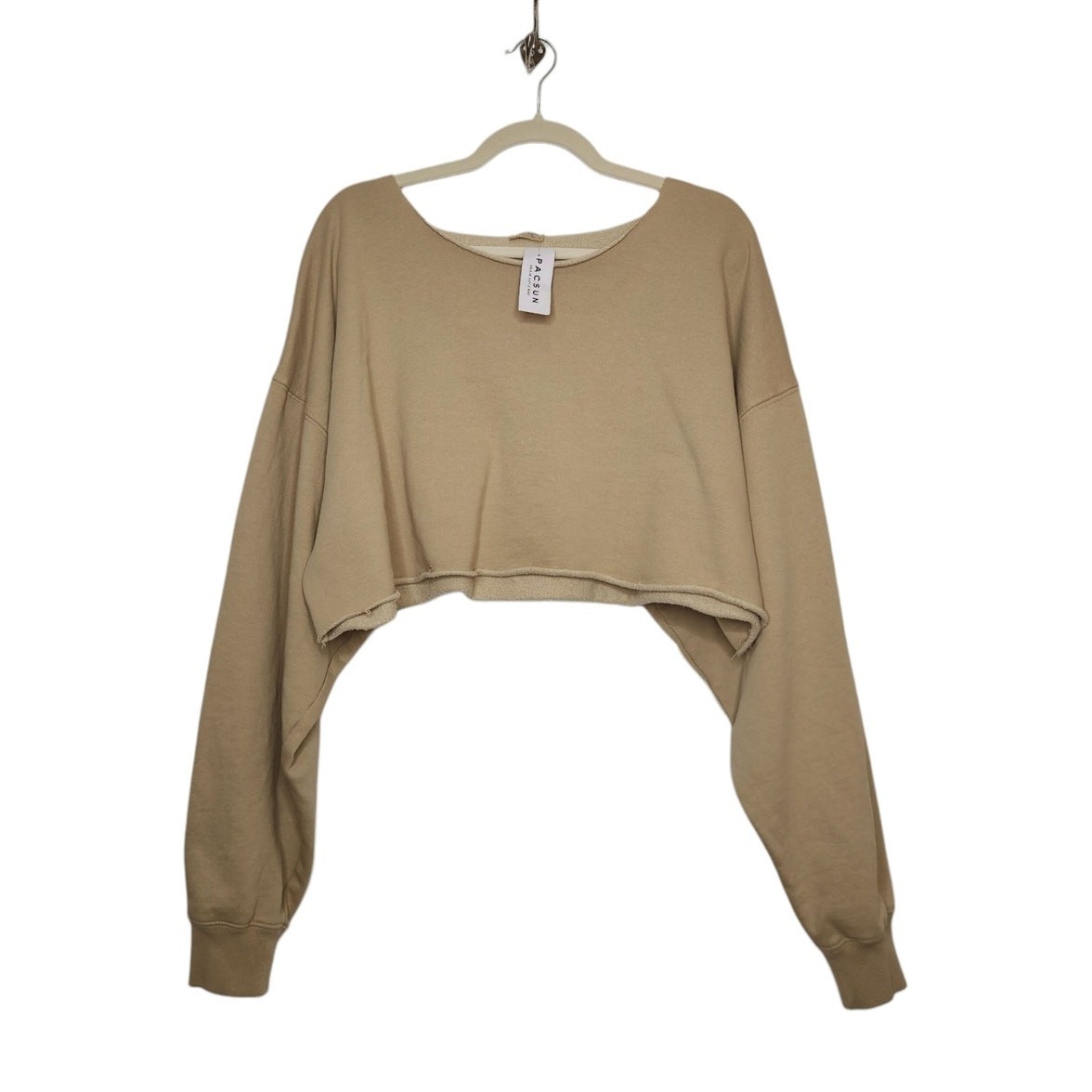 NWT John Galt Pac Sun Chopped Crop Sweatshirt Tank Khaki y2k WOrkout