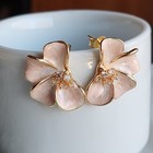 925 Sterling Silver Enamel White Sapphire Flower Earrings 14k Yellow Gold-Plated — photo 2