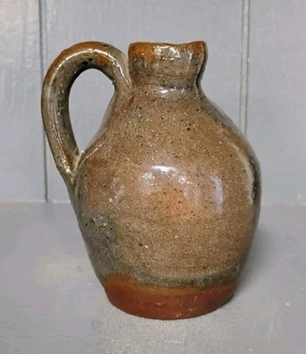 Vtg. Burlon B.B. Craig Pottery Small 3.25" Handle Jug Vale NC Catawba Folk Art - Image 1 of 4