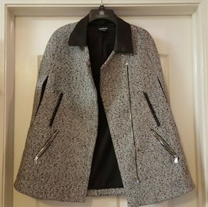 Bebe Black And White Zippered Cape Jacket Size Xs Ebay