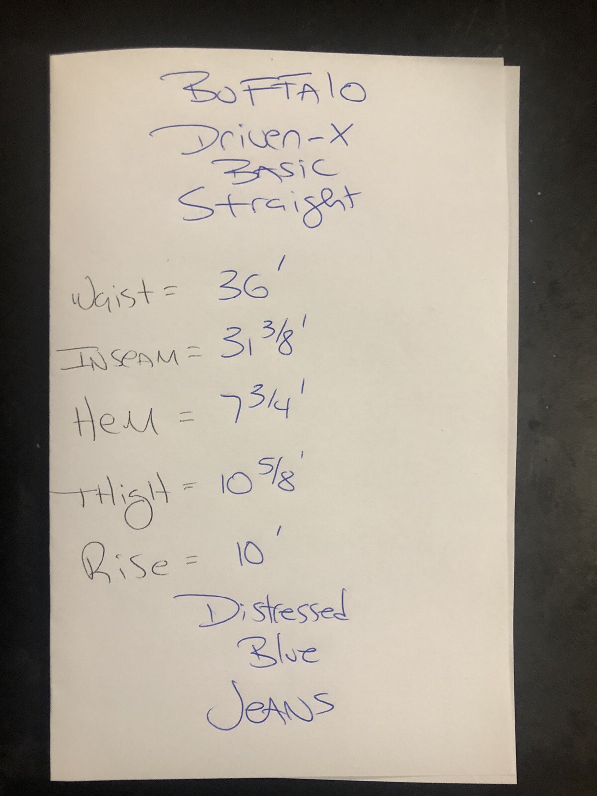 Buffalo Driven X Basic Straight *36x31 3/8* Distr… - image 2