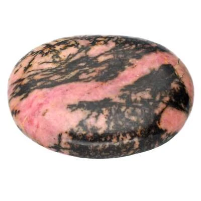 LEBENSQUELLE PLUS Rhodonite Disc Stone | Flat Gemstone Massage Stone Fidget