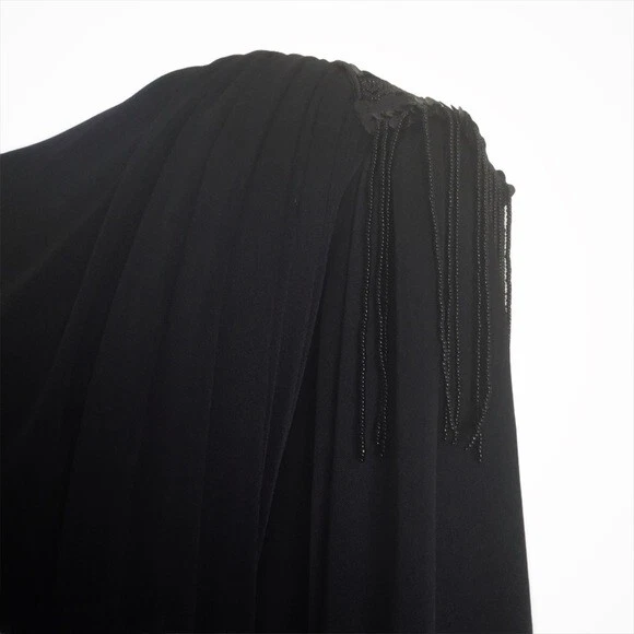 Vestido franzido vintage anos 80 ABBY KENT com lantejoulas - Imagem 3 de 4