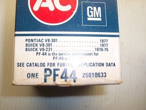 AC Oil Filter, 1975 thru 77 Buick, Pontiac - AC PF44, Repl. PF39, PF46 - Picture 3 of 3