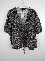 Nobody's Child Women's Top Size 18 Bernadetta Tie-Front Leopard Print New F2