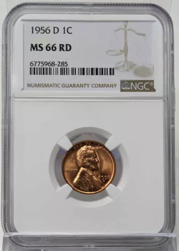 1956 D Lincoln Wheat Cent NGC MS66 RD