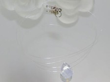 unsichtbare Kette transparent schwebende Perle facettierter Tropfen Opalith 103d