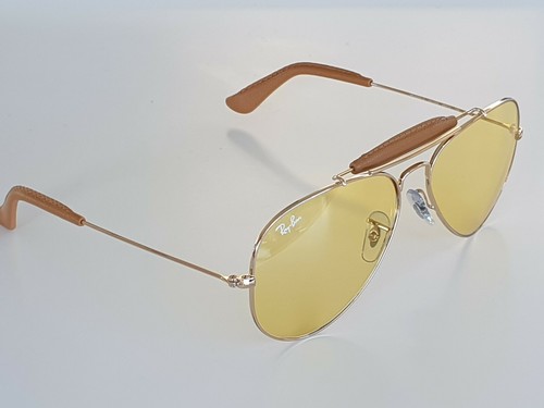 RAY BAN 3422Q 58 LEATHER PELLE ORO REMIX CUSTOMIZED YELLOW GIALLO  AMBERMATIC | eBay