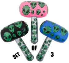 (Set Of 3) 22" Alien Mallets Inflatable -  Inflate Blow Up Toy Party Decoration