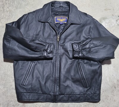 Mens Airborne Leathers 100% Gen Leather Motorcycle Jacket~Zip Out Liner XL  Black