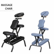 Portable Massage Chair PU Leather Pad Travel Tattoo Spa Salon Chair Black/Blue