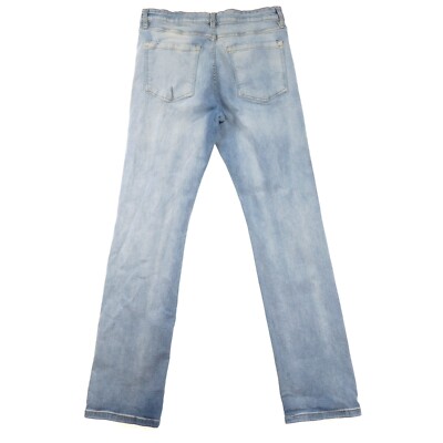 Lazer Straight Blue Jeans Mens 34x34 Light Blue Distressed | eBay