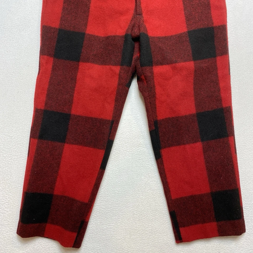 Calça Buffalo Masculina Vintage 39 Vermelha Grossa Johnson Lã Grossa Forrada Feita Nos EUA - Imagem 2 de 4