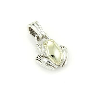 Kieselstein Cord Sterling Gold Frog Pendant 3D 14k Silver & Yellow