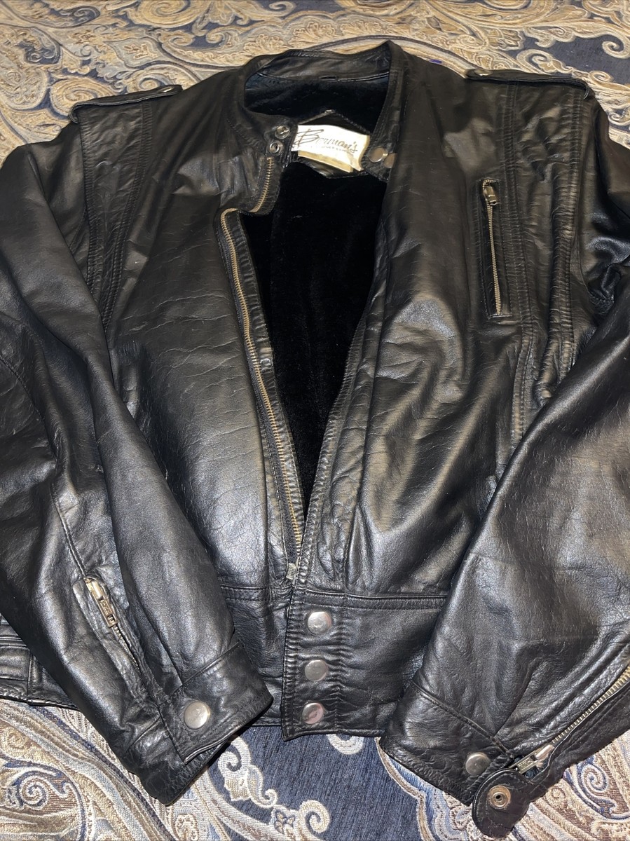 VINTAGE BERMAN'S MOTORCYCLE LEATHER JACKET SIZE 44 Lined | eBay