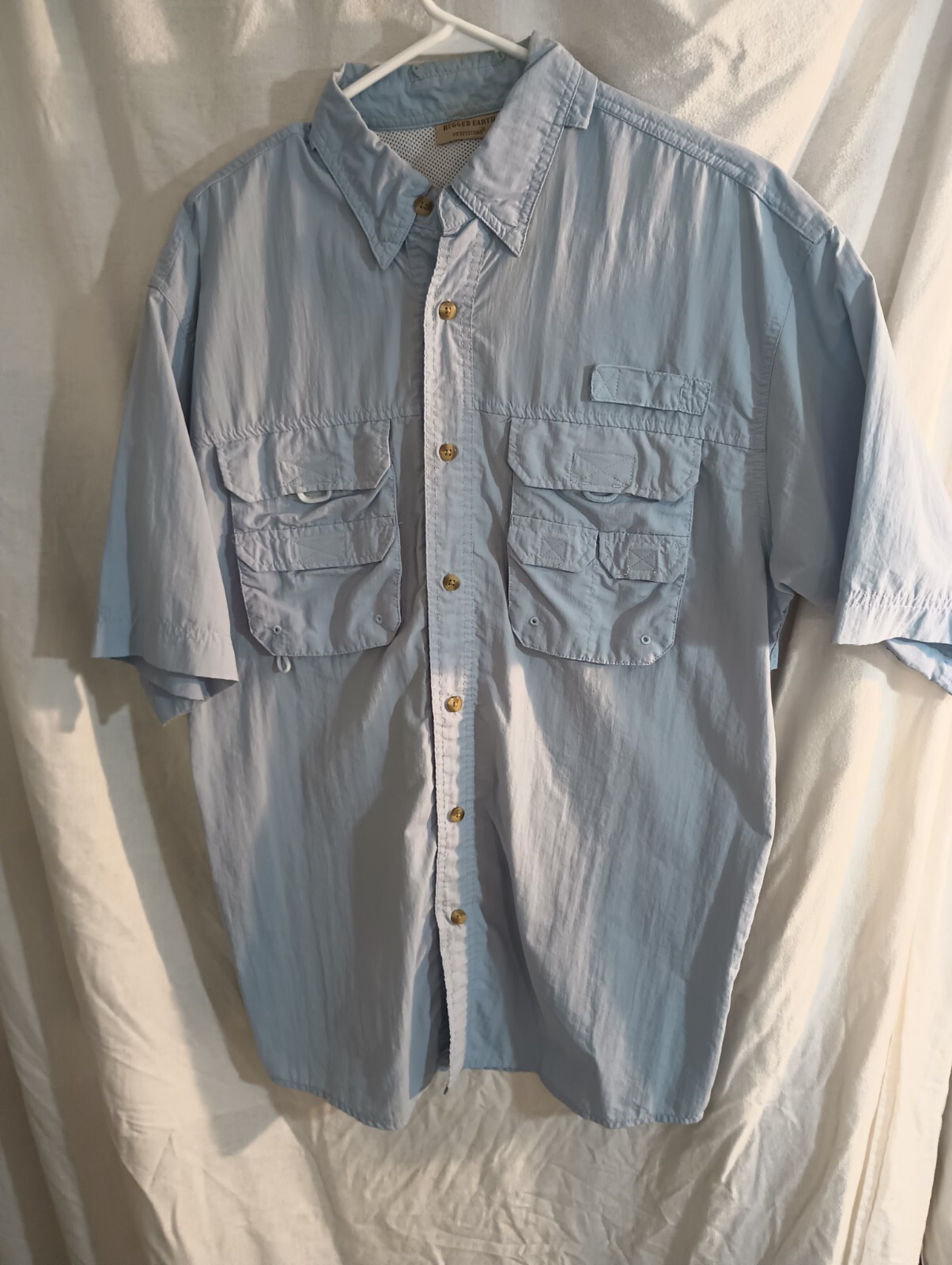 Rugged Earth Outfitters S/S Vented Fishing Shirt Med Color Med Blue 100