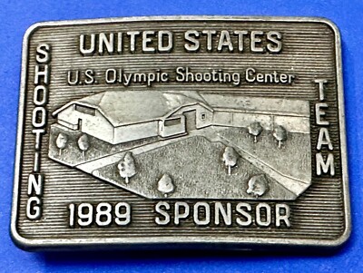 United States US Olympic Shooting Center Team 1989 Official Sponsor Belt Buckle 