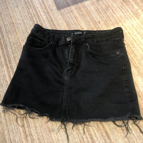 Black Denim Skirt size 6 Frayed Hem | eBay