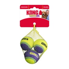 KONG CrunchAir Small Tennis Balls 3 Pack No Squeak Dog Fetch Toy 2"
