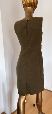 MILLY OF NEW YORK PENCIL Dress Cotton Linen Mix Smart Khaki Dress US 0 Or UK 6