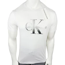 NWT CALVIN KLEIN MSRP $51.99 MENS WHITE SILVER CREW NECK SHORT SLEEVE T-SHIRT XL