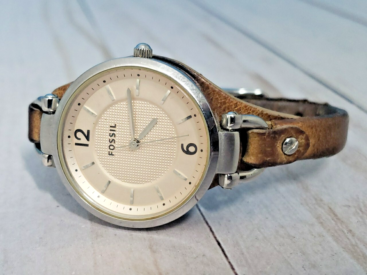 Fossil Womens Non-Working Watch with Genuine Leather Band