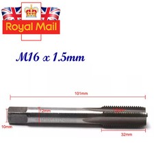 UK HSS 16mm x1.5 Metric Tap Right Hand Thread M16 x 1.5mm Pitch Metalworking CNC