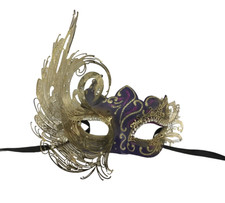 Phantom Purple Gold Rhinestone Embellished Masquerade Halloween Mask