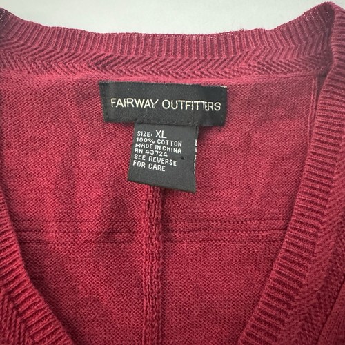 Chaleco Suéter Fairway Outfitters Rojo Oscuro Tejido Cuello en V Sin Mangas XL Algodón Golf - Imagen 6 de 8