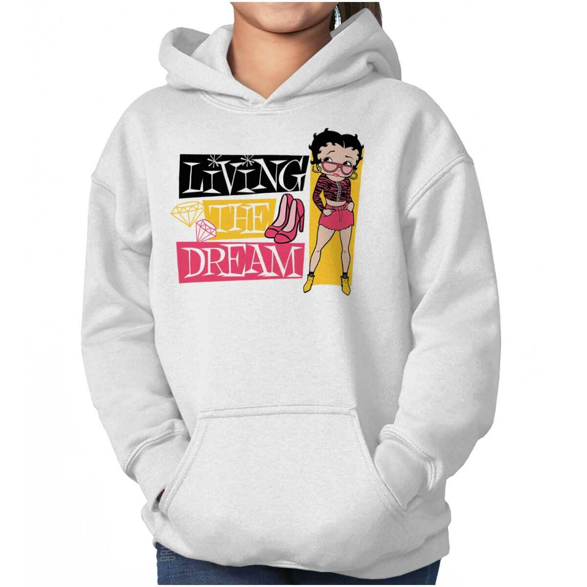 Betty Boop Living The Dream Retro Cartoon Youth Girls Hoodie Sweatshirts  Kids | eBay